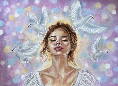 ‘Flight of the Soul’ pastel drawing by Julie Waldron