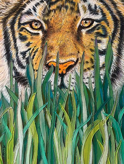 ‘Hidden Tiger’ original pastel drawing by Julie Waldron