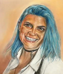 Original pastel portrait drawing by Julie Waldron