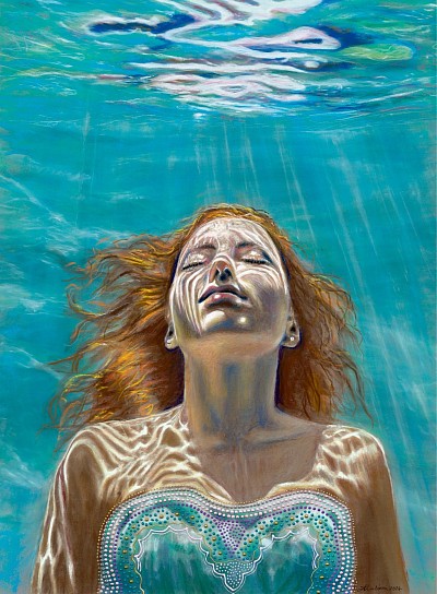 ‘Mermaid’ original pastel drawing by Julie Waldron
